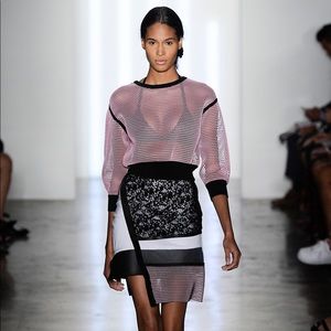 Ohne Titel Pink Mesh Sweatshirt Sheer Crop Fishnet